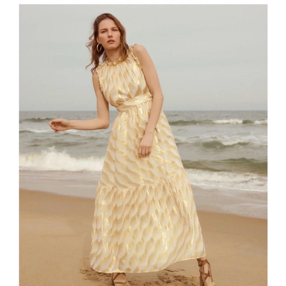 Marie Oliver Gold Wave Maxi Dress